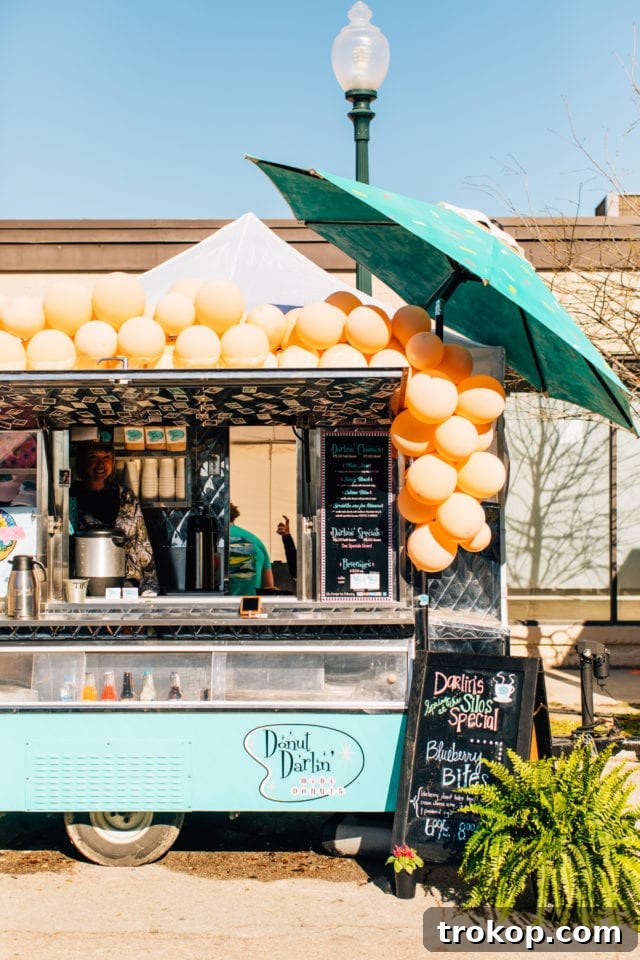 A delightful selection of food trucks, including Donut Darling, offers varied dining options at Magnolia Market