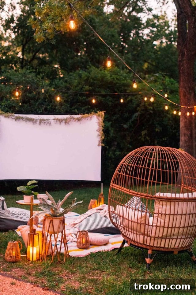 Crafting the Perfect Outdoor Movie Night Experience 17 Cozy blankets and seating arranged for an outdoor movie experience