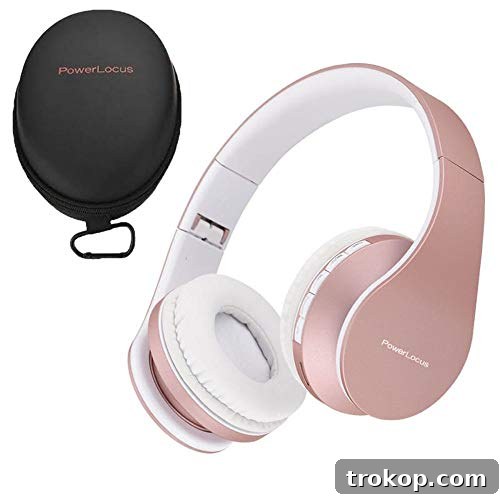 PowerLocus Wireless Bluetooth Over-Ear Stereo Foldable Headphones, Wired Headsets with Built-in Microphone for iPhone, Samsung, LG, iPad (Rose Gold) PowerLocus Wireless Bluetooth Over-Ear Stereo Foldable Headphones, Wired Headsets with Built-in Microphone for iPhone, Samsung, LG, iPad (Rose Gold)