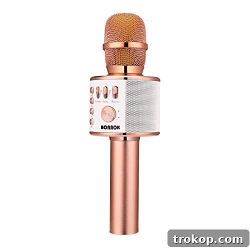 BONAOK Wireless Bluetooth Karaoke Microphone, 3-in-1 Portable Handheld Mic Speaker for All Smartphones,Gifts for Girls Kids Adults All Age Q37(Rose Gold) BONAOK Wireless Bluetooth Karaoke Microphone, 3-in-1 Portable Handheld Mic Speaker for All Smartphones,Gifts for Girls Kids Adults All Age Q37(Rose Gold)