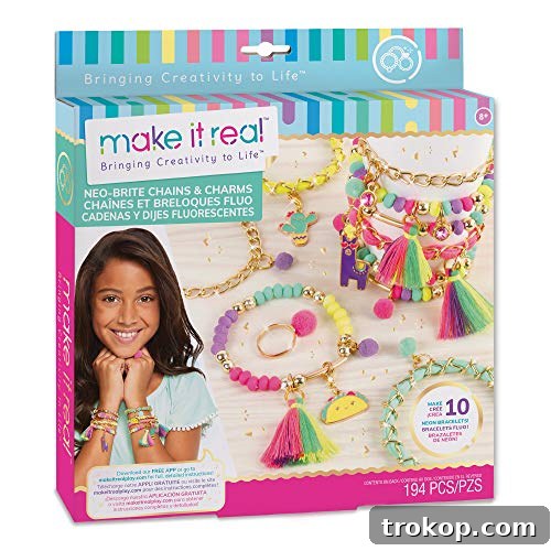 Make It Real: Neo-Brite Chains & Charms Kit - Create 10 Unique Cord & Tassel Charm Bracelets, 195 Pieces, Includes Play Tray,DIY Playful Charm & Jewelry Kit, Tweens & Girls, Arts & Crafts, Ages 8+ Make It Real: Neo-Brite Chains & Charms Kit - Create 10 Unique Cord & Tassel Charm Bracelets, 195 Pieces, Includes Play Tray,DIY Playful Charm & Jewelry Kit, Tweens & Girls, Arts & Crafts, Ages 8+