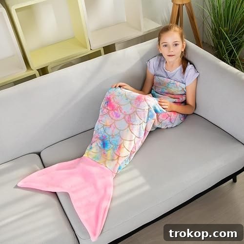56 Gifts Girls Will Absolutely Adore 21 mermaid tail blanket for gift idea for girls