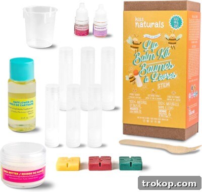 56 Gifts Girls Will Absolutely Adore 5 iss Naturals - Lip Balm Making Arts & Crafts Kit for Kids - With Organic Safflower Oil, Beeswax, Shea Butter - Stem DIY Body Care - Make 6 Lip Balms - Birthday, Holiday Gift for Girls & Boys