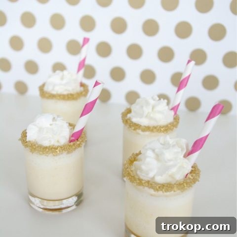 Recipe for Salted Caramel Milkshake Shots with gold sprinkles