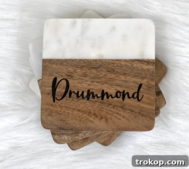 33 Heartfelt Gifts Your Best Friend Deserves 17 Custom marble and wood coaster gift set