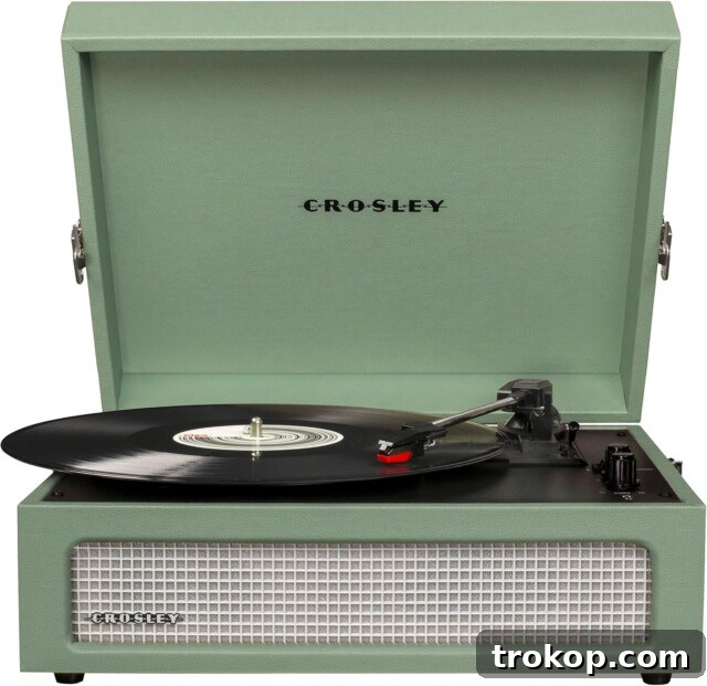 33 Heartfelt Gifts Your Best Friend Deserves 21 Crosley Vintage Portable Vinyl Record Player with Bluetooth and built-in speakers, in Sage