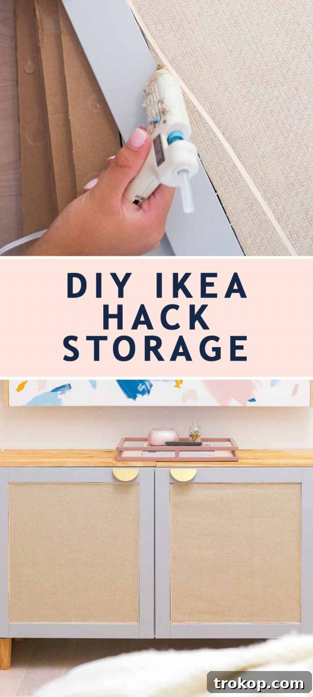 DIY IKEA hack storage solution in a stylish living area