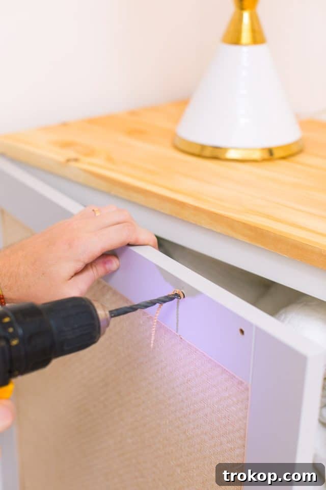 Step by step guide on DIY IKEA TV Stand handle installation
