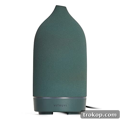 Vitruvi Stone Diffuser, Ceramic Ultrasonic Essential Oil Diffuser for Aromatherapy | Ceramic Diffuser, Diffusers for Home, Oil Diffuser, Room Decor | Sea, 90ml Capacity img 45227 15