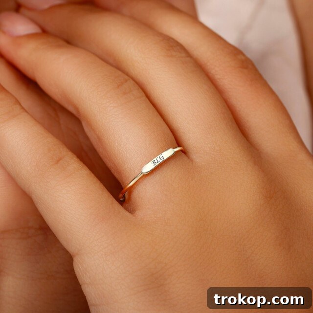 47 Unique Gift Ideas for Women for Every Occasion 9 14k Solid Gold Tiny Signet Ring for gifts for her