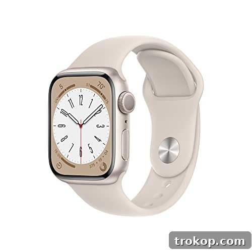 Apple Watch Series 8 [GPS 41mm] Smart Watch w/Starlight Aluminum Case with Starlight Sport Band - S/M. Fitness Tracker, Blood Oxygen & ECG Apps, Always-On Retina Display, Water Resistant