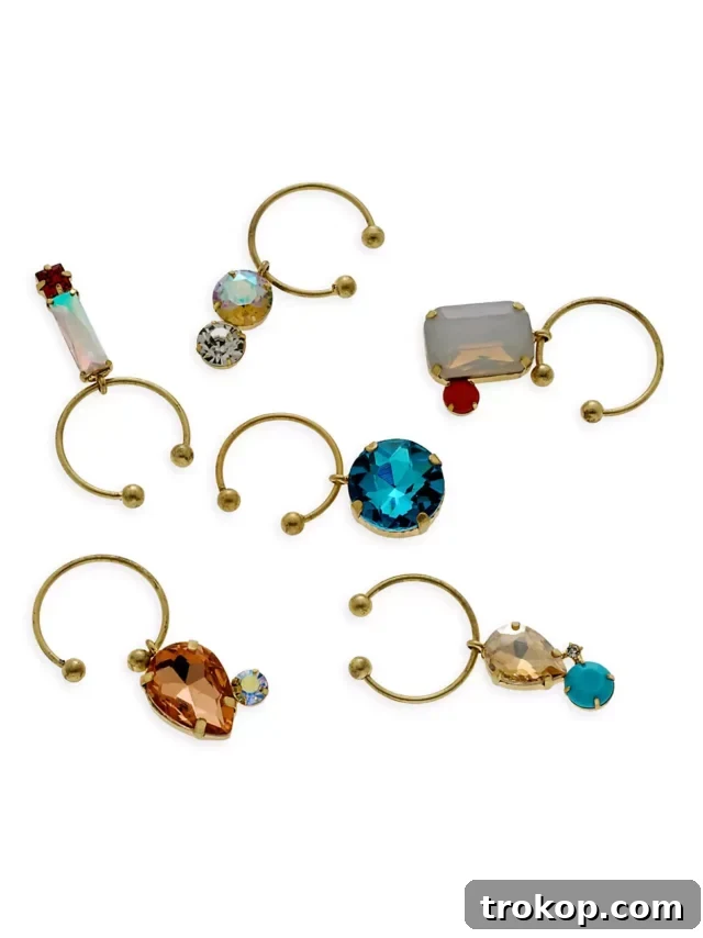 47 Unique Gift Ideas for Women for Every Occasion 13 Joanna Buchanan Pastel Jeweled Wine Charms 6-Piece Set gifts for women