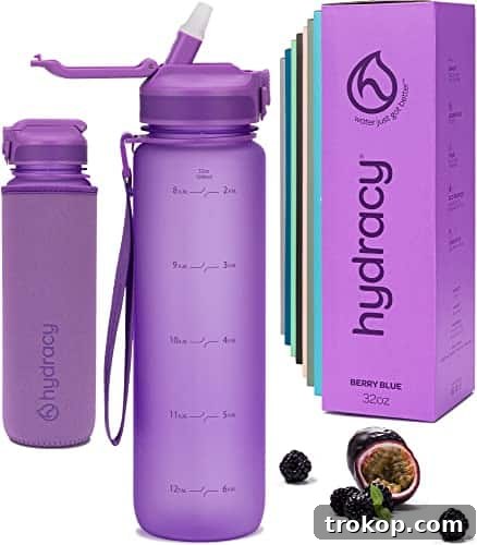Hydracy Water Bottle with Times to Drink & Straw - Large 32 Oz BPA Free Motivational Water Bottle & No Sweat Sleeve -Leak Proof Gym Bottle with Time Marker - Ideal Gift for Fitness, Sports & Outdoors Hydracy Water Bottle with Times to Drink & Straw - Large 32 Oz BPA Free Motivational Water Bottle & No Sweat Sleeve -Leak Proof Gym Bottle with Time Marker - Ideal Gift for Fitness, Sports & Outdoors