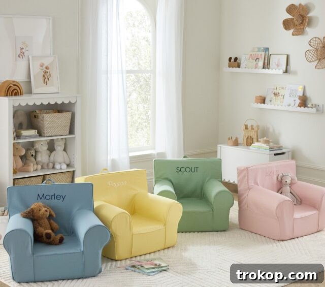 48 Irresistible Toys That Kids Will Love 3 Custom Kids Chair from Pottery Barn, a personalized gift idea for children.