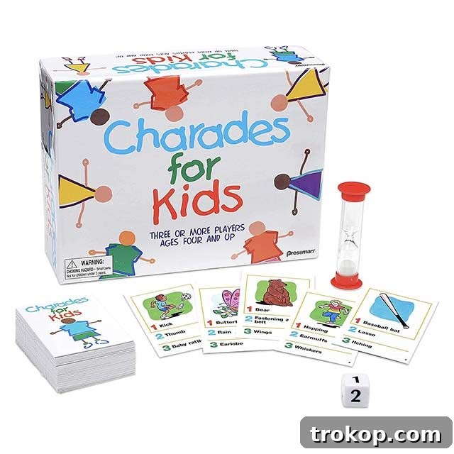 48 Irresistible Toys That Kids Will Love 22 Charades for Kids game set, perfect for family fun and developing communication skills.