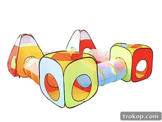 48 Irresistible Toys That Kids Will Love 25 Kids play tent and tunnel system, easy to set up for indoor and outdoor adventures.