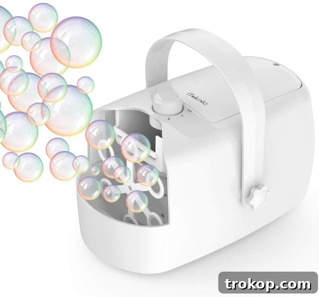 48 Irresistible Toys That Kids Will Love 45 Portable bubble blowing machine, producing thousands of bubbles per minute for outdoor fun.