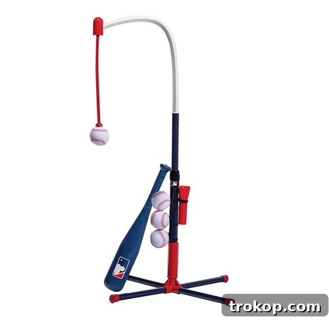 48 Irresistible Toys That Kids Will Love 47 Kids baseball tee ball set with an adjustable batting tee, ideal for practicing hitting skills.