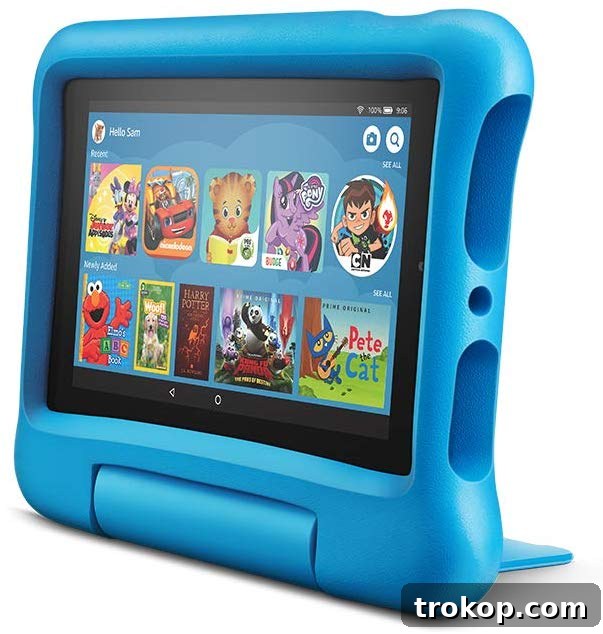 48 Irresistible Toys That Kids Will Love 50 Kids gaming tablet, the Amazon Fire Tablet Kids Edition, for entertainment and education.