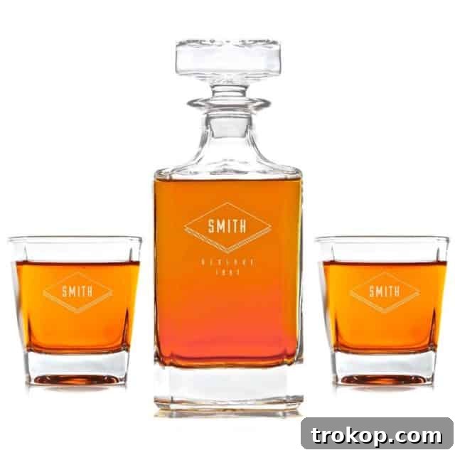 30 Couples Gifts for Unforgettable Shared Moments 19 photo of custom decanter and whiskey glasses