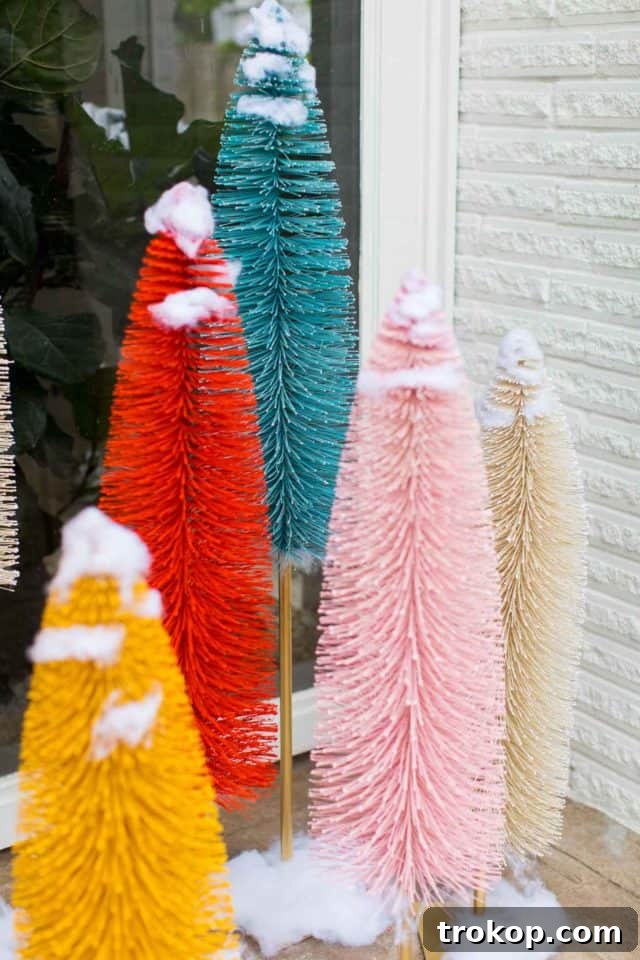 Vibrant Holiday Welcome: Christmas Doorway Designs 10 Jumbo bristle brush trees