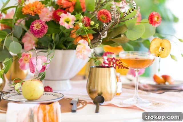 An autumnal gathering featuring the easy spiced apple cider drink, ideal for a fall party. Photo by top Houston lifestyle blogger Ashley Rose of Sugar & Cloth.