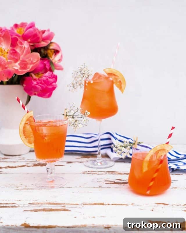 Three Elderflower Aperol Spritz cocktails