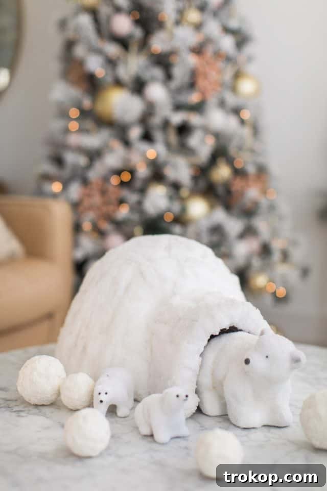 A Pink and Gold Christmas Dream in Our Living Room 12 polar bear igloo christmas decorations