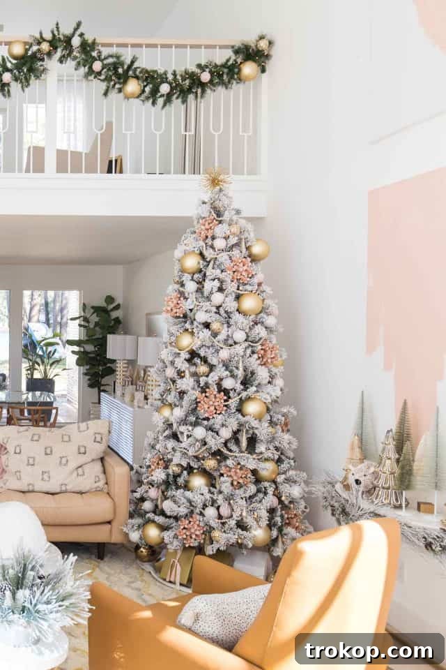 A Pink and Gold Christmas Dream in Our Living Room 17 pink and gold christmas tree in living room