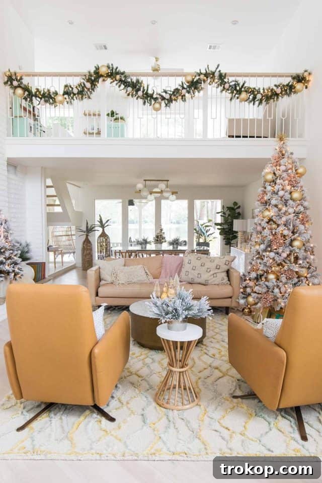 A Pink and Gold Christmas Dream in Our Living Room 18 full living room view christmas decorations
