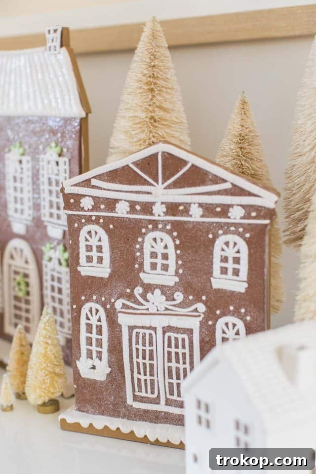 A Pink and Gold Christmas Dream in Our Living Room 6 fake gingerbread house christmas decorations