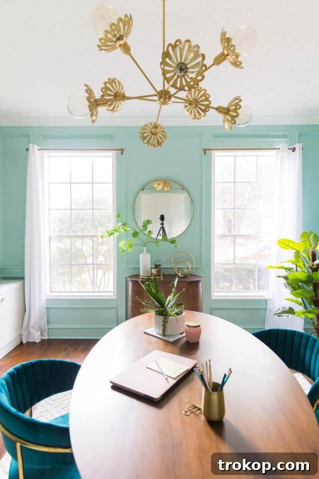 Unveiling Our Dream Home Office Design 15 A chic home office with modern furniture, custom art, and ample storage, creating a productive and inspiring environment.