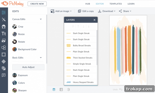 Unveiling Our Dream Home Office Design 7 Screenshot showing the process of creating abstract art using PicMonkey for home office decor.