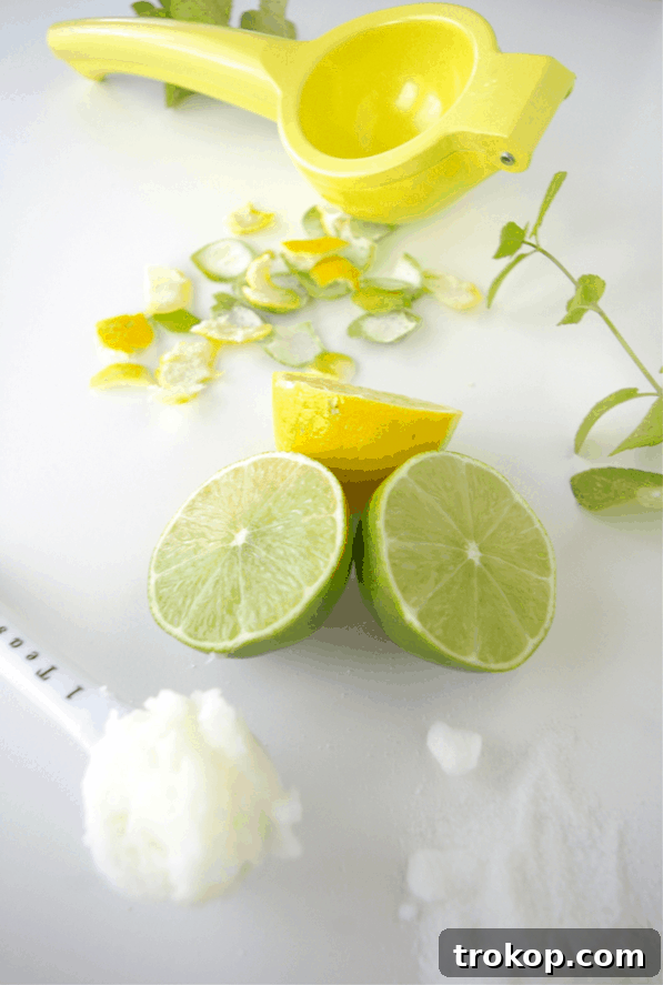 DIY Citrus Sugar Scrub Preparation Close-up of DIY Organic Citrus Sugar Scrub mixture, showcasing its fresh texture and vibrant ingredients.