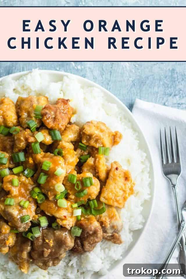 Zesty Orange Chicken 4 A detailed recipe card for Easy Orange Chicken, outlining ingredients and steps, presented by Houston lifestyle blogger Ashley Rose of Sugar & Cloth.