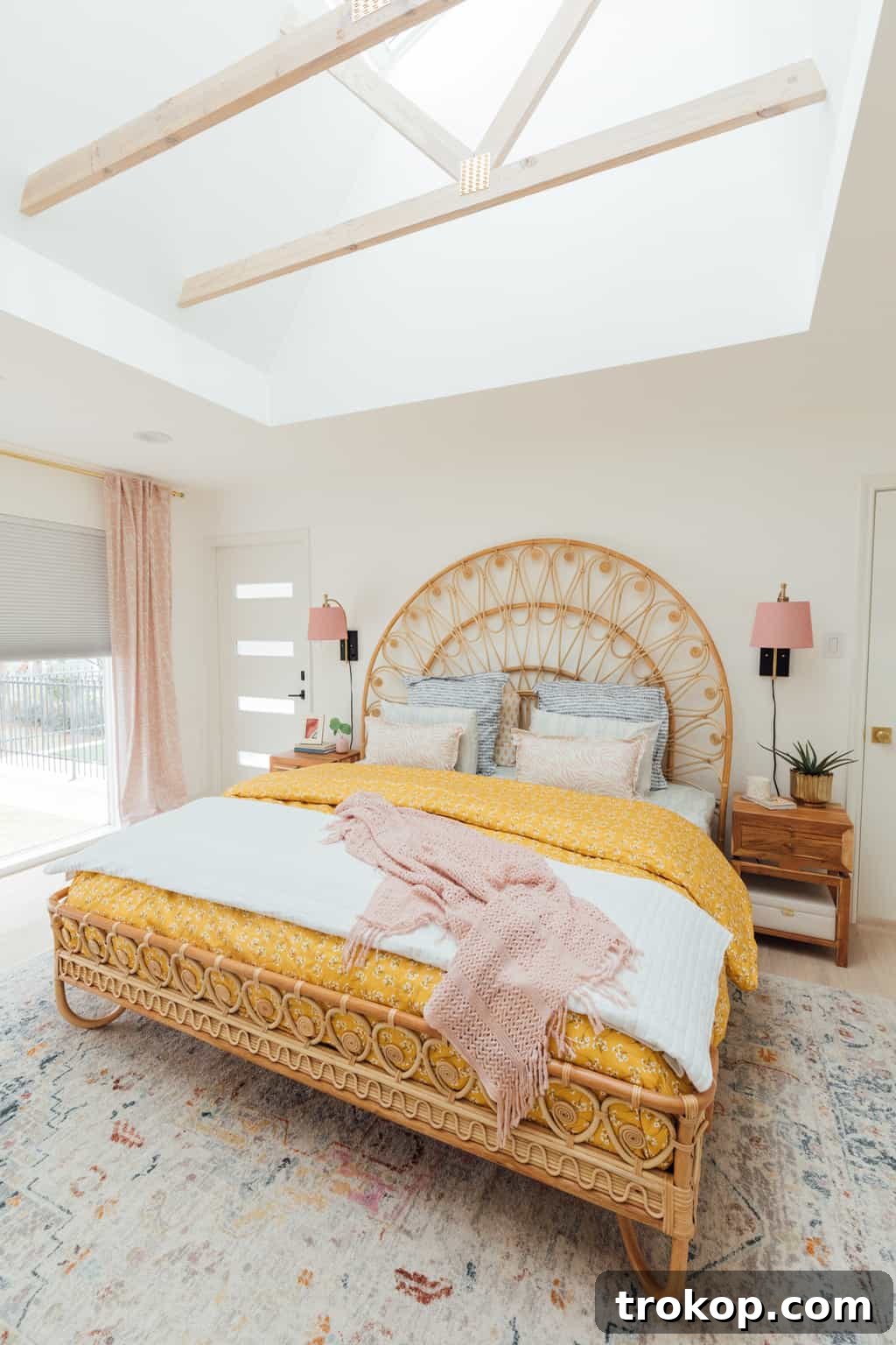 Lakeside Master Bedroom A Stunning Transformation 2 Bright and airy lakeside master bedroom with modern decor and custom window treatments