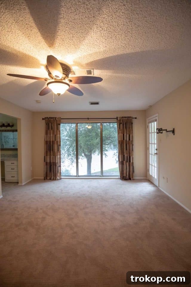 Lakeside Master Bedroom A Stunning Transformation 6 Original master bedroom with popcorn ceilings and generic features