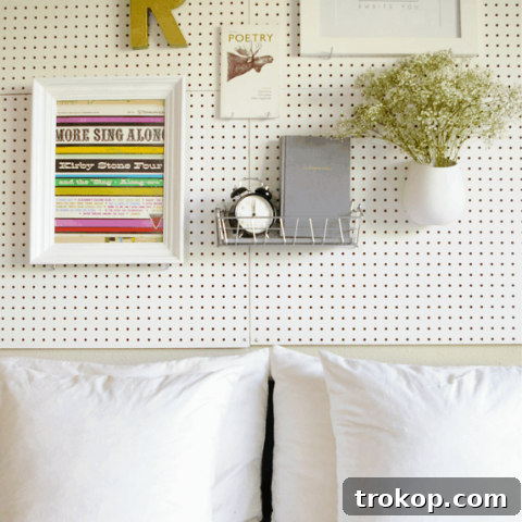 DIY pegboard headboard project overview