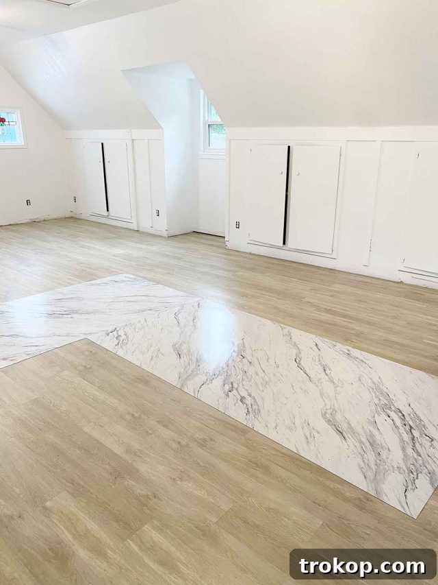 newly installed engineered wood flooring in a modern garage apartment renovation