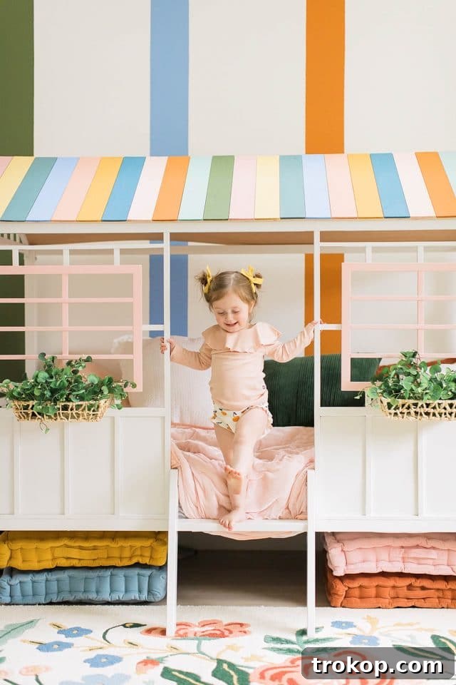 Luca's Newborn Journey: Our Favorite Captures 7 Toddler Gwen’s colorful slat roof house bed, a vibrant DIY project