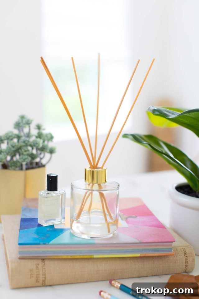 An easy and budget-friendly DIY Reed Diffuser, perfect for enhancing home fragrance and promoting well-being.
