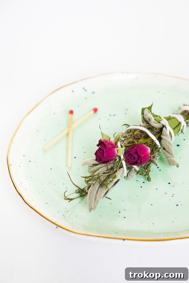 A beautiful DIY Fresh Floral and Herbal Incense Bundle, a fragrant and creative handmade gift for flower enthusiasts.