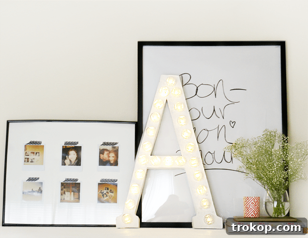 DIY Simple Marquee Letter by Ashley Rose of Sugar & Cloth, a lifestyle blog in Houston, TX
