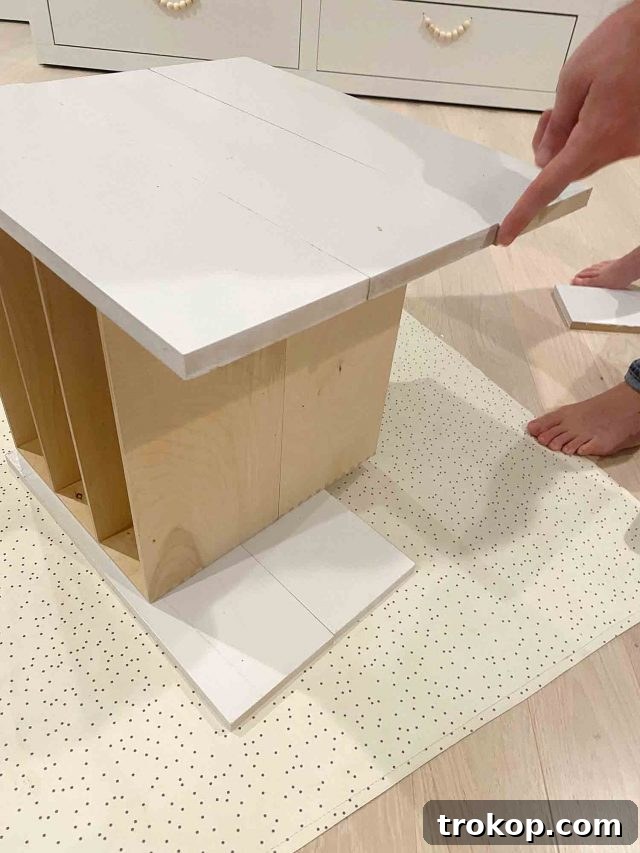 Upcycled Ikea Play Table Project 8 Step 1 in making a DIY Kids Table: Sanding and painting wood pieces