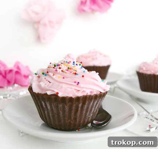 Homemade Ice Cream Cupcakes with Chocolate Liners, a perfect dessert by Sugar & Cloth.