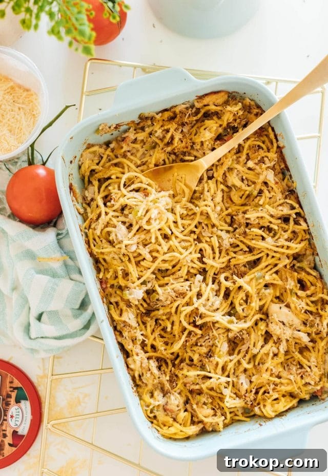 Photo of a healthy chicken pasta bake with veggie noodles by top Houston lifestyle blogger Ashley Rose of Sugar & Cloth