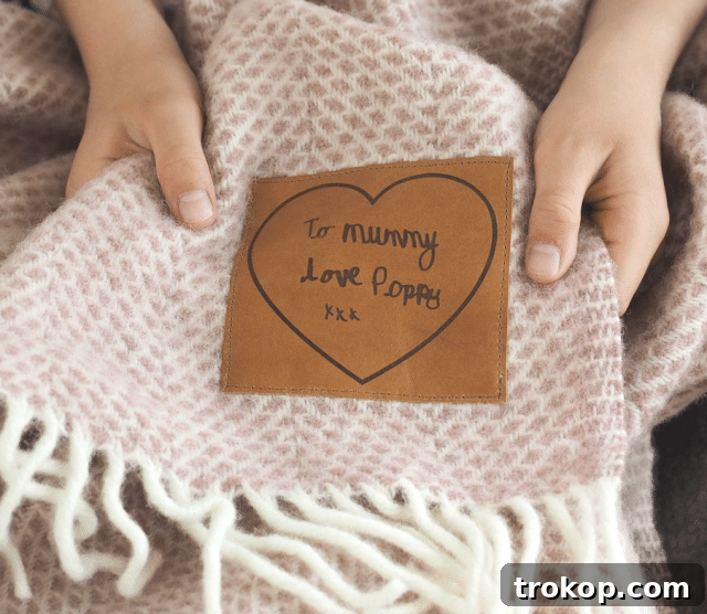Custom Throw Blanket with Leather Tag