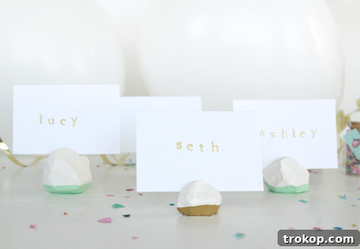 Styled table setting with DIY geometric place card holders