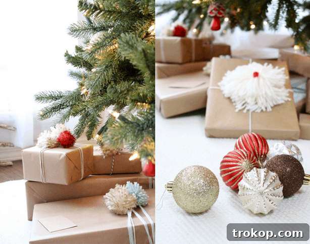 Close-up of a pre-lit Christmas tree adorned with Martha Stewart Living Winterberry ornaments and a glittered reindeer, part of a cozy holiday decor display.