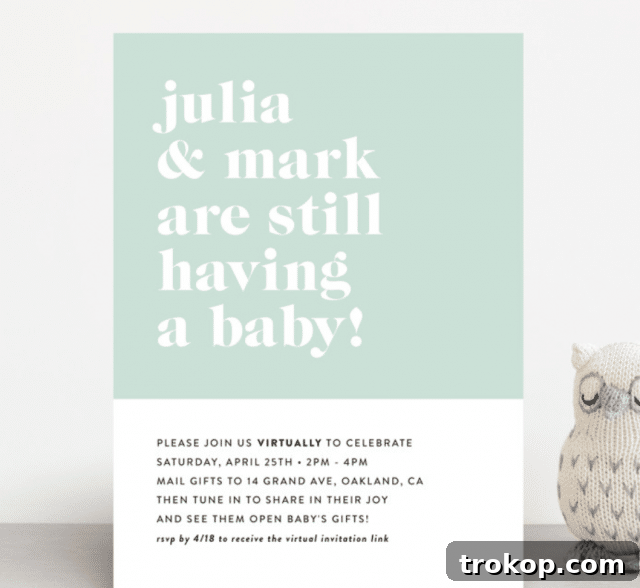 Your Essential Guide to a Drive-Thru Baby Shower 5 A beautifully designed digital invitation for a drive-thru baby shower, showcasing event details and a cheerful theme